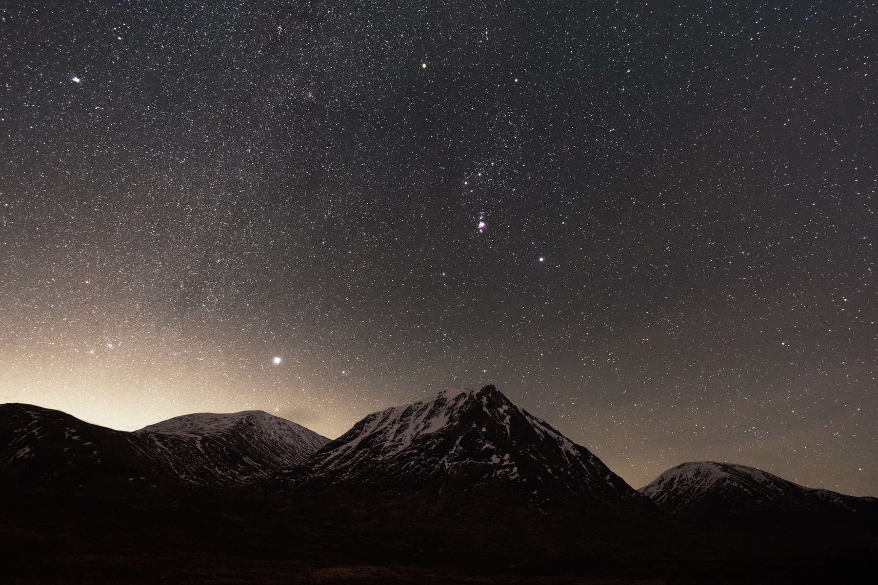 Snow Covered Mountains Under Starry Sky